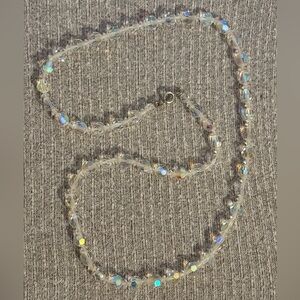 Vintage iridescent clear beaded necklace